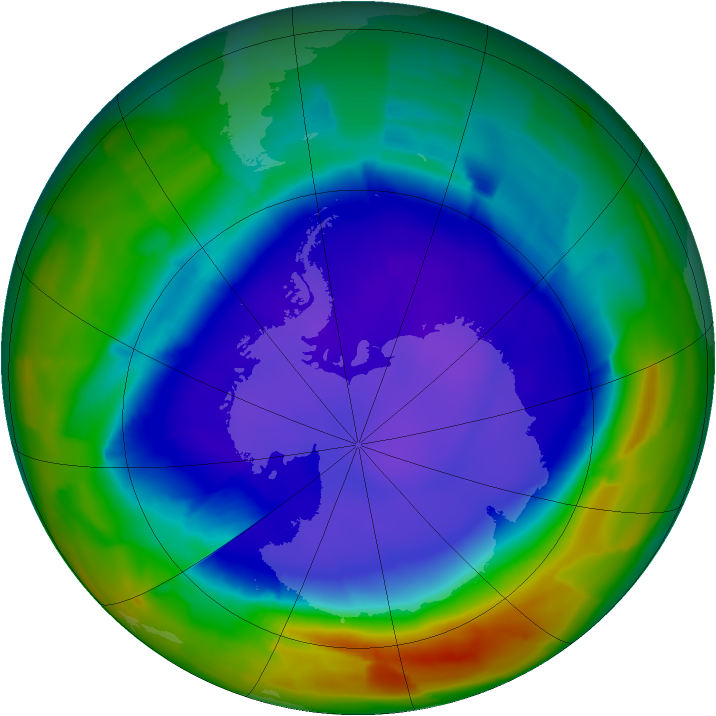 Antarctic ozone map for 20 September 2011
